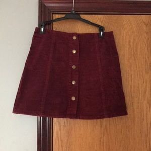 Maroon corduroy button skirt